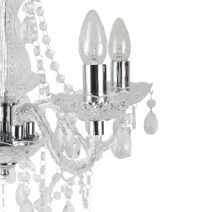 First Choice Lighting Set of 2 Clear and Chrome Marie Therese Style 5 x 40W Chandelier