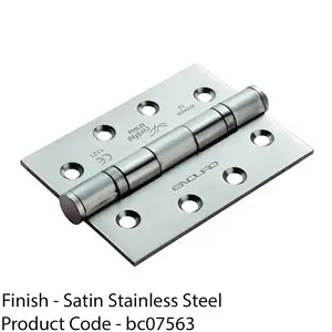 3 Pack - Grade 13 Ball Bearing P Hinge - 102 x 76mm Satin Stainless Steel Door