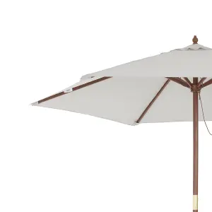 Charles Bentley Garden Large 2.4M Wooden Garden Patio Parasol Shade Umbrella 38M