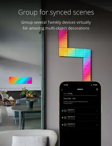 Twinkly Smart Squares Extensions Pack App-controlled LED Panels with 64 RGB (16 million colours) 3 Tiles for Squares Starter Kit