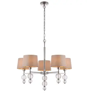 Ceiling Pendant Light Polished Nickel Plate & Marble Silk 5 x 40W E14