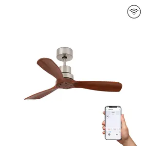 Luminosa Mini Lantau Small Matt Nickel Ceiling Fan DC Smart, 6 Speed