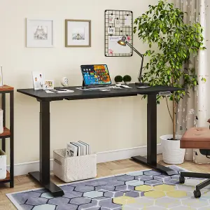 Dellonda Black Electric Adjustable Standing Desk, 1400 x 700mm Dual Motor 100kg