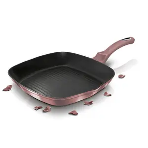 BERLINGER HAUS Rose 3pc Frying Grill Pan Aluminium Non Stick Marble Coating Metallic