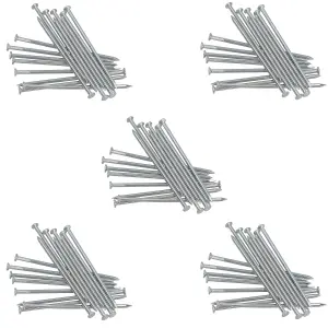 3mm x 100mm Round Headed Wire nails For Concrete Brick Wood 80pc Zinc Plated