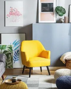 Beliani Retro Armchair LOKEN Fabric Yellow