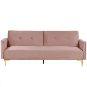 Beliani Retro Sofa Bed LUCAN Pink Velvet