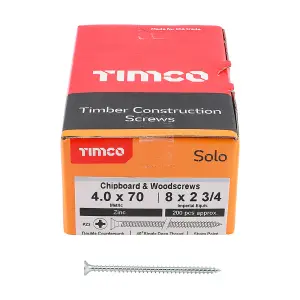 TIMCO Solo Countersunk Silver Woodscrews - 4.0 x 70 (200pcs)