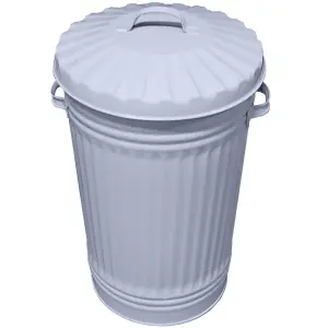 Metal Bin Retro Dustbin Waste Rubbish Bin Rubbish Waste Animal Feed Outdoor or Indoor Bin, Light Grey Slim Tall Tapered Steel Bin