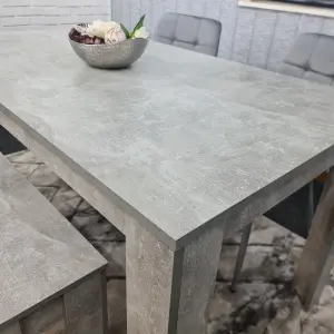 Grey Kitchen Dining Table, 2 Grey Tufted Velvet Chairs and 1 Bench Dining Set