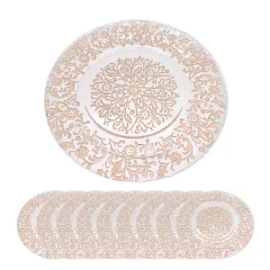 Neel Blue Charger Plates for Table Decoration - Royal Rose Gold Design - Pack of 12