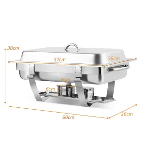 Costway 2 Pack 9L Chafing Dish Stainless Steel Food Warmers Set with 4 Half Size Pans