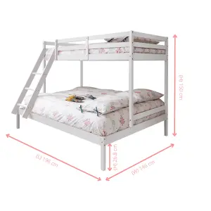 Kent Triple Bunk Bed with Single and Double Bed in Classic White