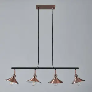 Danica 4 Light Industrial Style Diner Pendant - Antique Copper