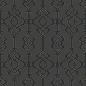 Arthouse Sophie Conran Balustrade Trellis Textured Glitter Wallpaper Roll Charcoal 950604