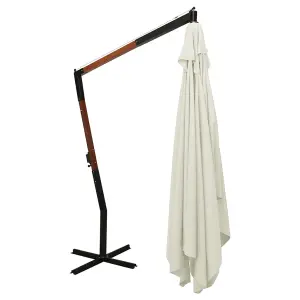 Berkfield Cantilever Umbrella with Wooden Pole 400x300 cm Sand White