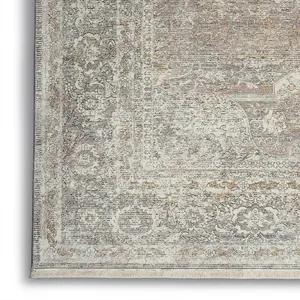 Silver Cream Luxurious Traditional Bordered Floral Rug Easy to clean Living Room and Bedroom-259cm X 351cm