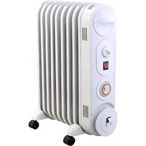 Mylek Oil Filled Radiator Electric Heater, Portable, Thermostat and 24hr Timer by Mylek 2000w