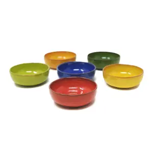 Selena Glazed Hand Dipped Kitchen Dining Mixed Set of 6 Small Bowls (Diam) 10cm