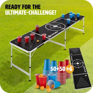 Drink Pong Table - foldable, height-adjustable, 100 cups, 6 balls