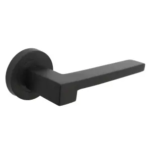 UNO-3 Door Handle Modern Matt Black Lever on Rose Internal Handles + 64mm Latch & Hinges