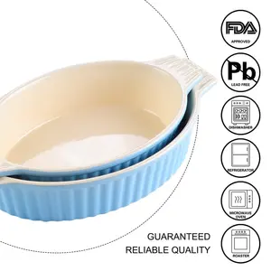  2-Piece Ceramic Baking Dish Set Blue