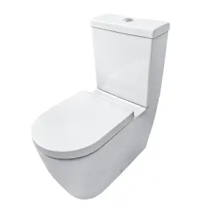 Rinse Bathrooms Modern Bathroom Back to Wall Close Coupled Toilet with Cistern Soft Close Seat WC Pan