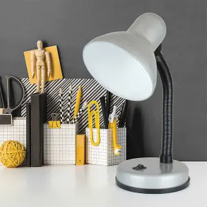 HomeLife 35w 'Classic' Flexi Desk Lamp - Strato Silver