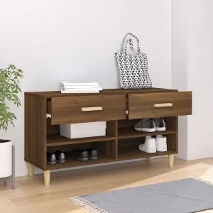 Berkfield Shoe Cabinet Brown Oak 102x35x55 cm Engineered Wood