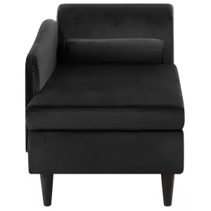 Right Hand Velvet Chaise Lounge Black LUIRO