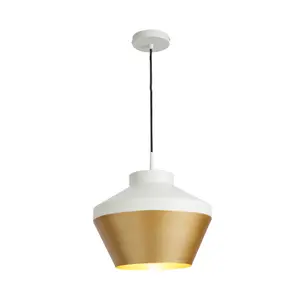 The Lighting Edit Dina pendant Matt Ivory Brass effect LED Pendant ceiling light, (Dia)320mm