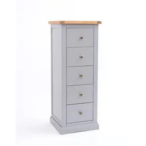 Rocca 5 Drawer Narrow Chest of Drawers Brass Knob