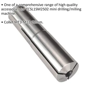 8mm Collet MT3-M12 - Suitable for ys08796 Mini Drilling & Milling Machine