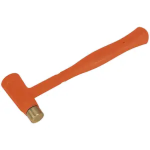 12oz Brass Faced Dead Blow Hammer with Rubber Grip - Non-Rebound Tool for Precision Work