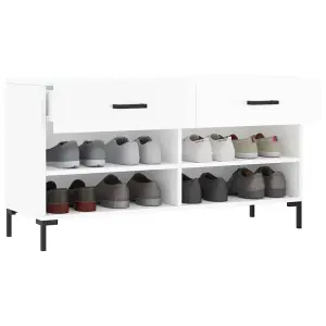 Berkfield Shoe Bench High Gloss White 102x35x55 cm Engineered Wood