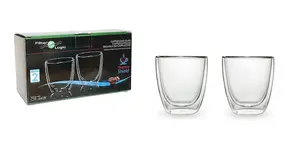 Double Wall Cappuccino Glasses / Coffee Glasses (Twin Pack) - CFL-660B Thermoshield by FilterLogic