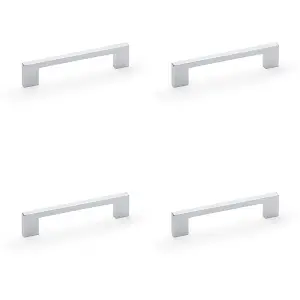 4 PACK - Slim Square Bar Pull Handle - Polished Chrome - 128mm Centres SOLID BRASS Drawer