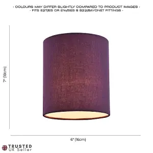 Contemporary and Elegant Vivid Purple Linen Fabric 18cm High Cylinder Lamp Shade