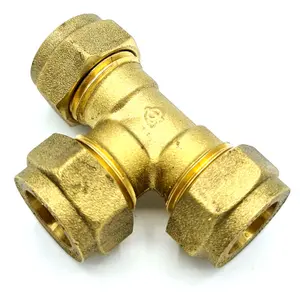 Conex 15mm Equal Tee Connection Adaptor Brass Compression Fittings Straight Connector