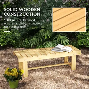 Outsunny 1.1M Outdoor Garden Bench Patio Loveseat Fir Wood 2 Person