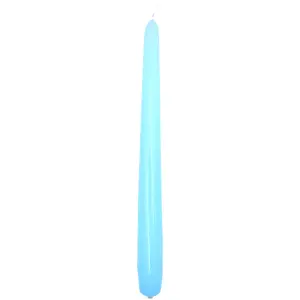 Tapered Dinner Candles, Pack of 10, Unscented, Long Burning Time, 24 cm / 19.45" (Light Blue, Varnished)