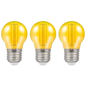 Crompton Lamps LED Golfball 4.5W E27 Harlequin IP65 Yellow Translucent (3 Pack)