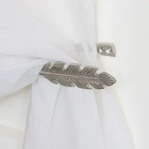 Melody Maison Pair of Silver Feather Curtain Holdbacks