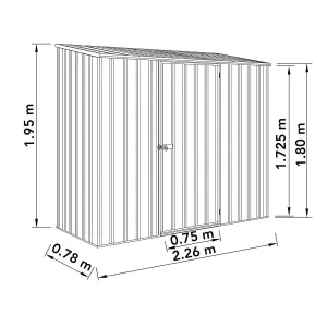 Absco Space Saver Pent Titanium Metal Garden Storage Shed 2.26m x 0.78m (7.5ft x 3ft)