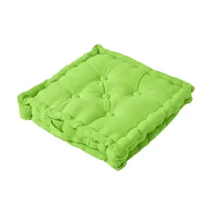 Homescapes Cotton Lime Green Floor Cushion, 50 x 50 cm