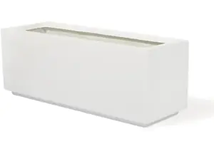 Primrose White Gloss Fibreglass Garden Indoor Outdoor Trough Planter 120cm