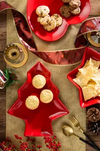 3pc Red Christmas Serving Dish Set