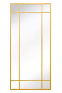 MirrorOutlet - The Genestra - Gold Contemporary Wall & Leaner Garden Mirror 71"x 33" (180 x 85 cm)