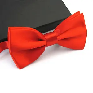 Red Satin Polyester Bow Tie for Casual & Formal Wear, Wedding Party Accessory