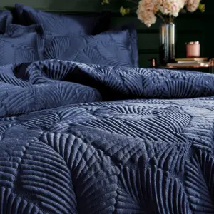 Paoletti Palmeria Quilted Embroidered Velvet Duvet Cover Set